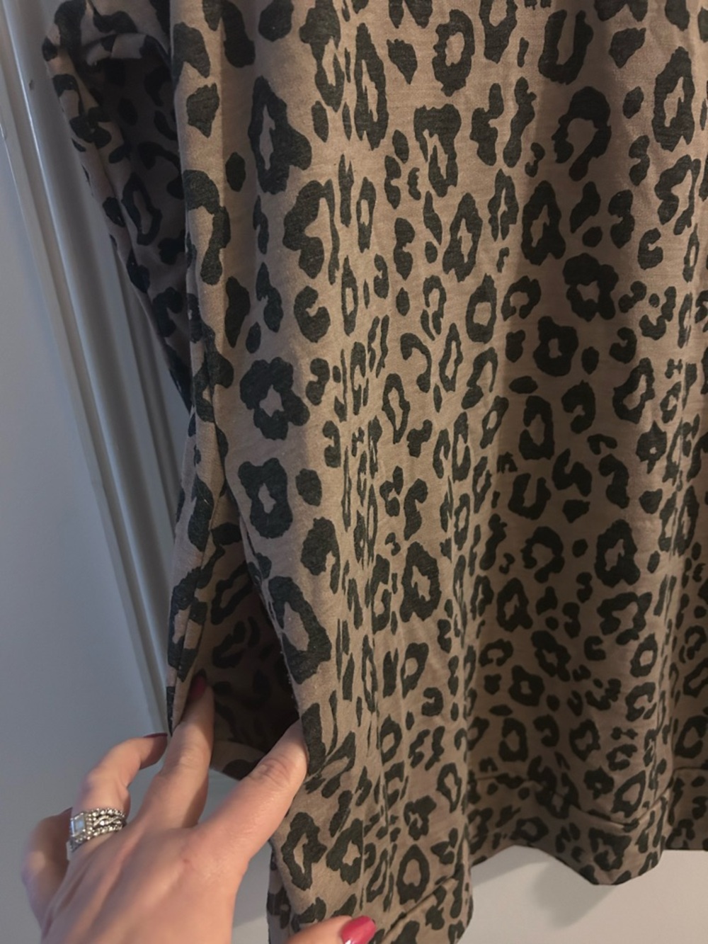 Leopard Print V-Neck mini dress — Taupe and Black - Picture 2 of 5